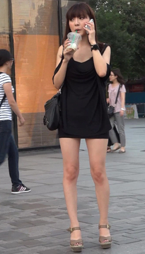 [SP-208NH]街拍丰姿妍丽的妩媚黑色包臀裙美女