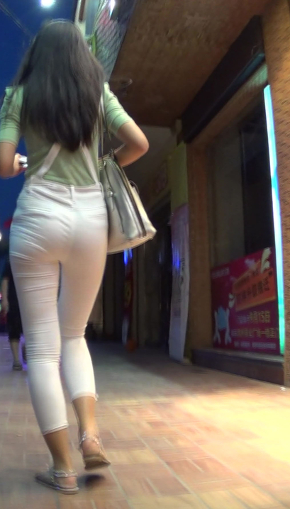[SP-434LF]街拍环肥燕瘦的白色紧身裤美女